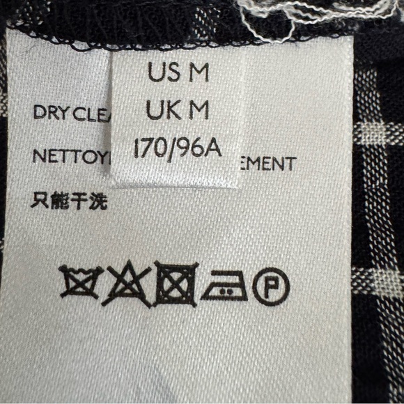 Anthropologie Sara Smocked Shirtdress Navy and White Grid Long Sleeve Dress - Picture 10 of 12